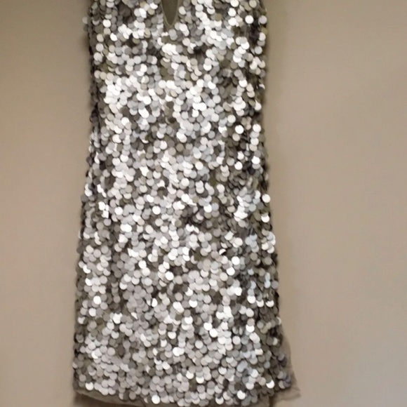Vanity Womens Silver Large Sequins Party Cocktail Dress Size S Rayon & Polyester - Picture 2 of 4